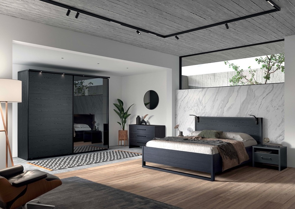 Chambre à coucher Rosie gris anthracite